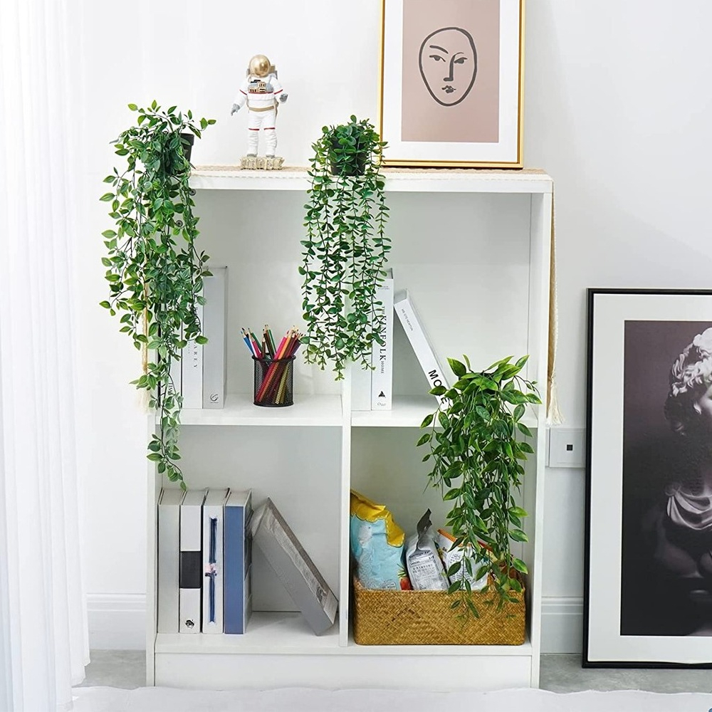 Pack of 4 Artificial Hanging Plants for Indoor and Outdoor Decor